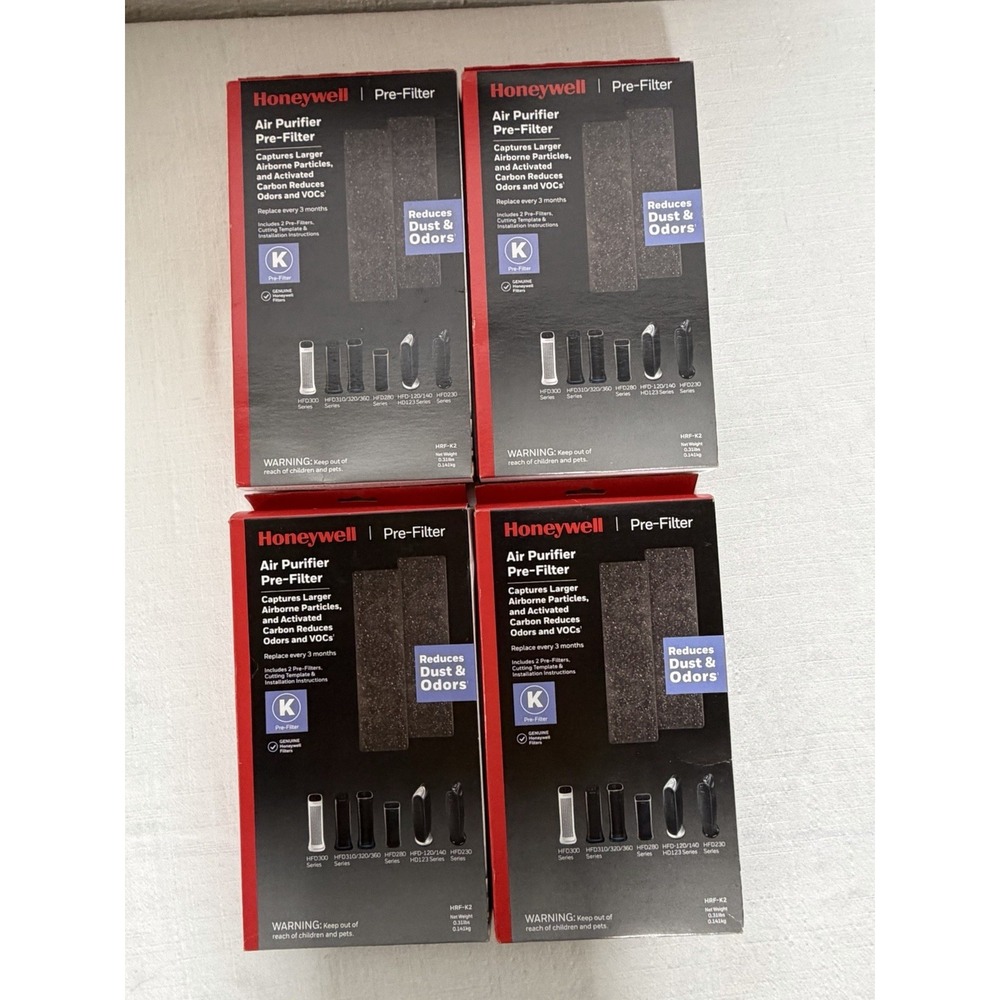 Lot of 4 Honeywell HRF-K2 K Air Purifier Pre-Filter 2-Pack Genuine New Sealed